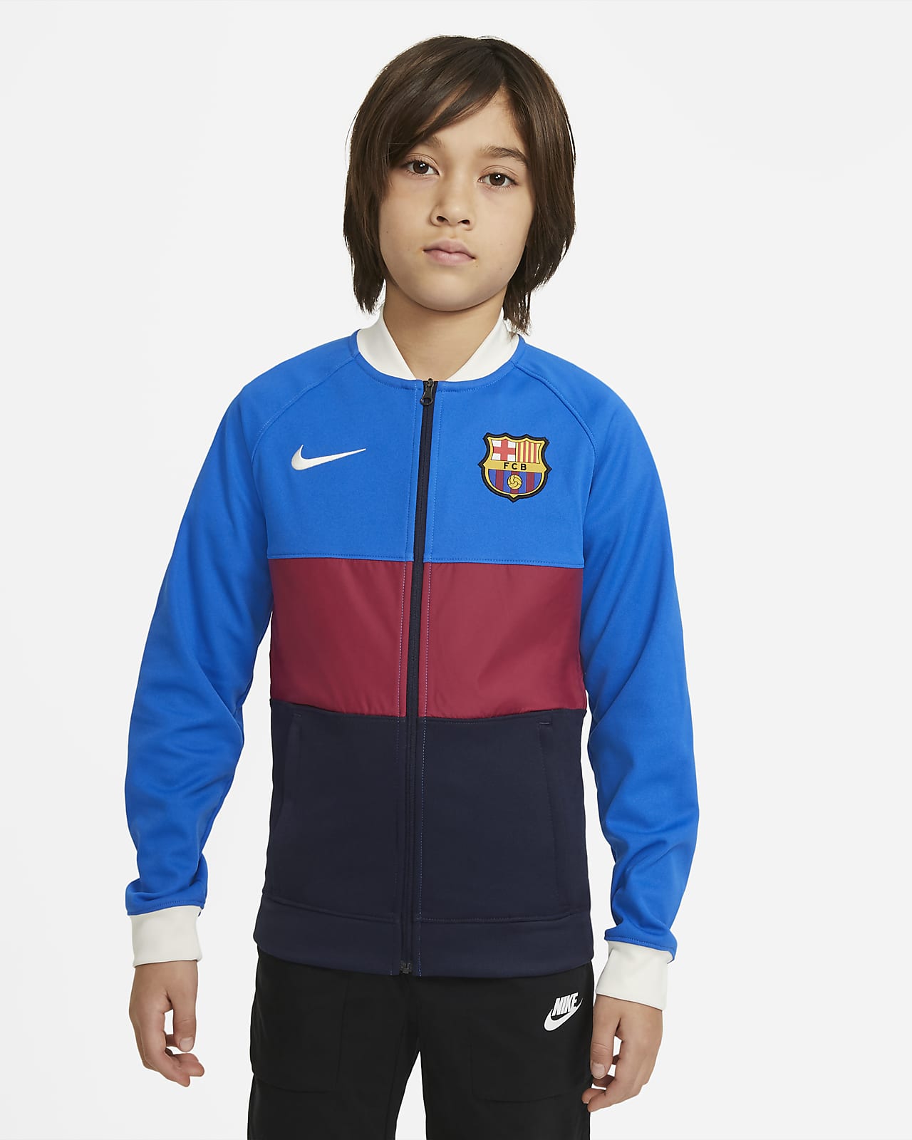 FC Barcelona Tam Boy Fermuarlı Genç Çocuk Futbol Antrenman Ceketi