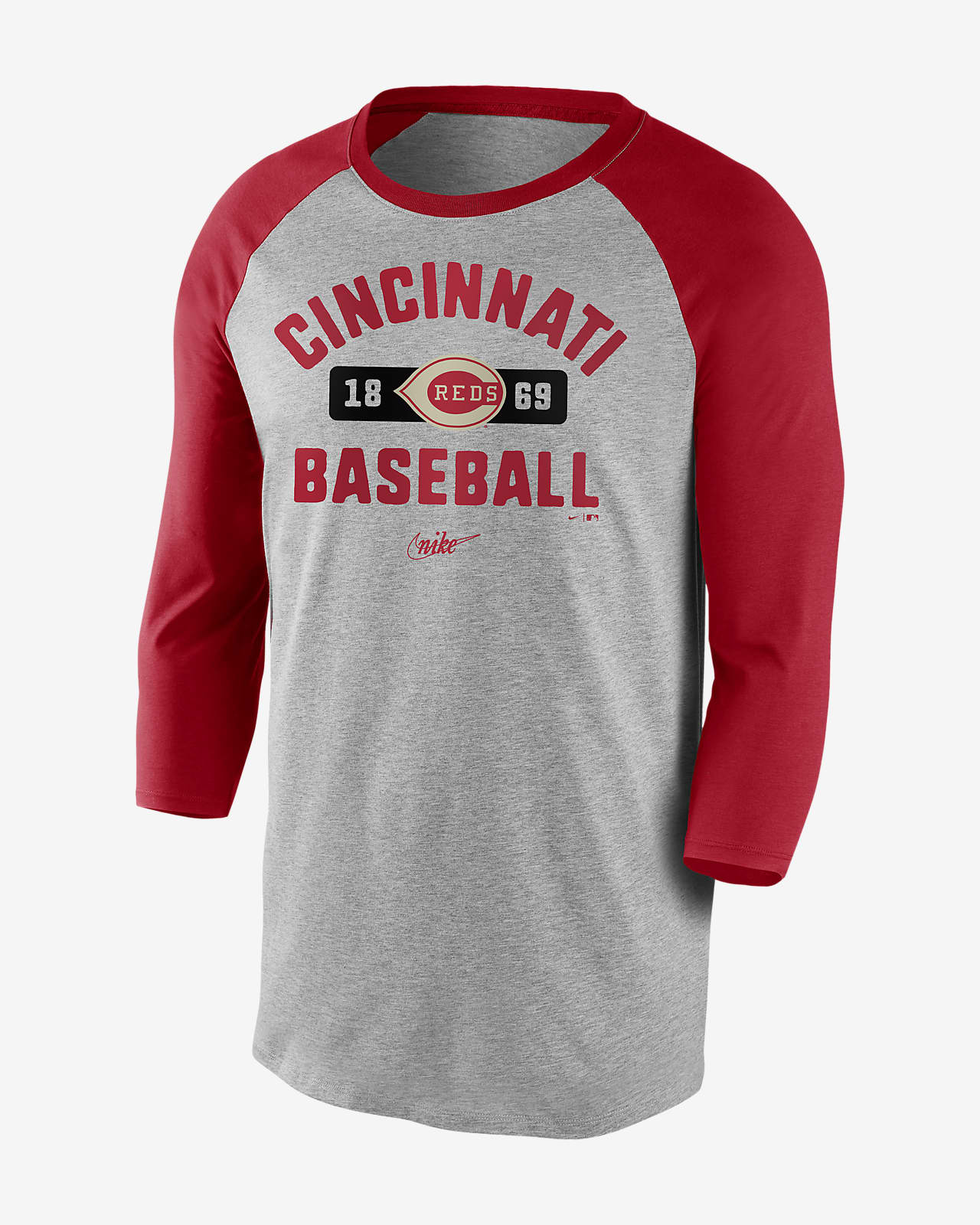 Nike Cooperstown Vintage Tri-Blend Raglan (MLB Cincinnati Reds) Men's 3/4-Sleeve T-Shirt