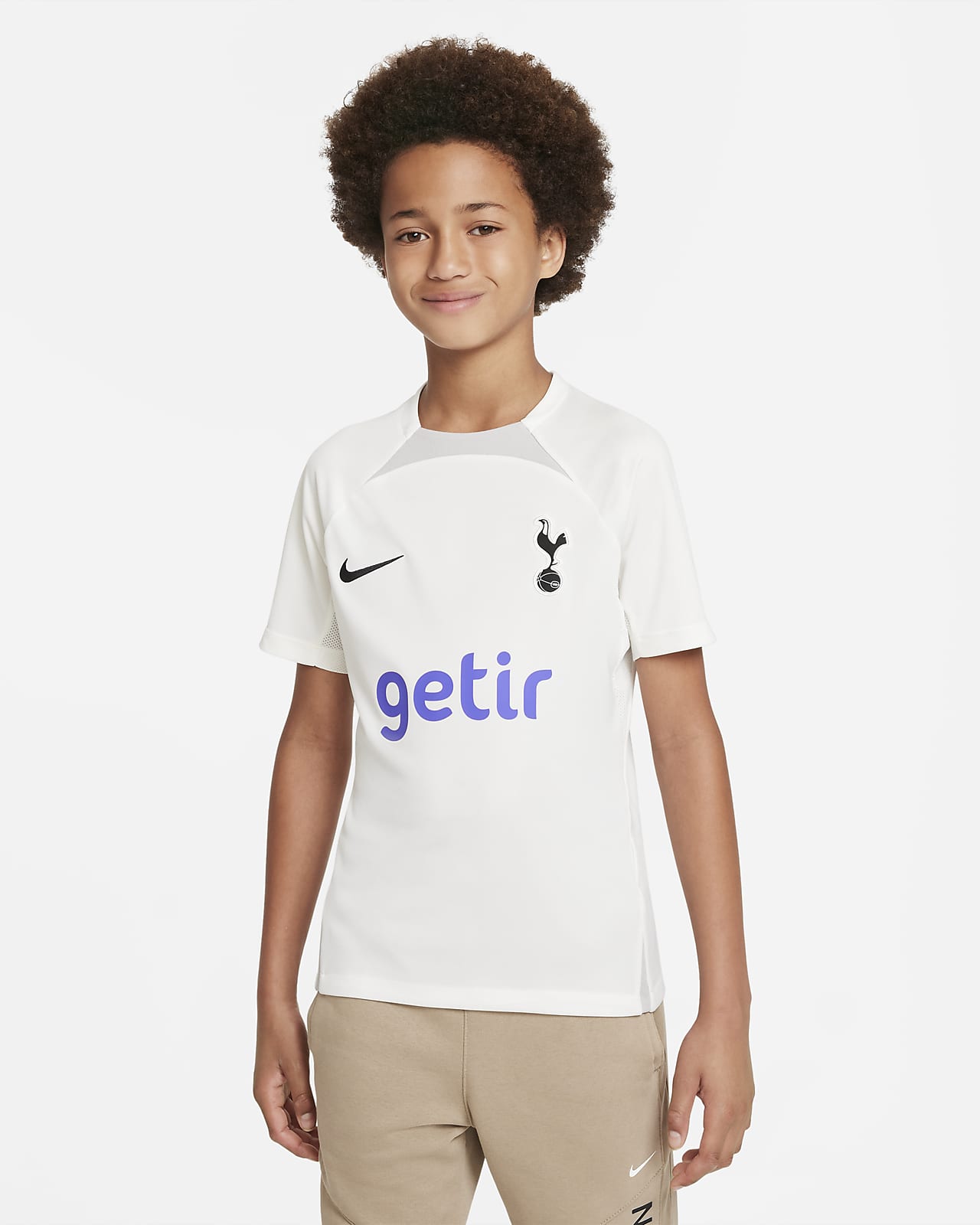 Kortærmet Tottenham Hotspur Strike Nike Dri-FIT-fodboldtrøje til større børn