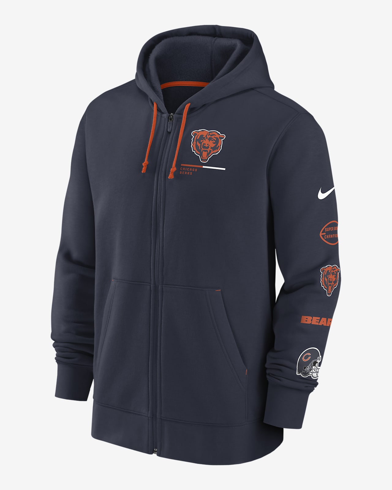 Nike Team Surrey (NFL Chicago Bears) Men's Full-Zip Hoodie
