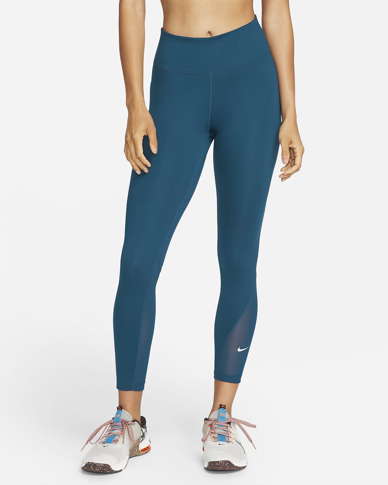 Leggings a 7/8 de cintura normal com painéis de malha Nike One para mulher