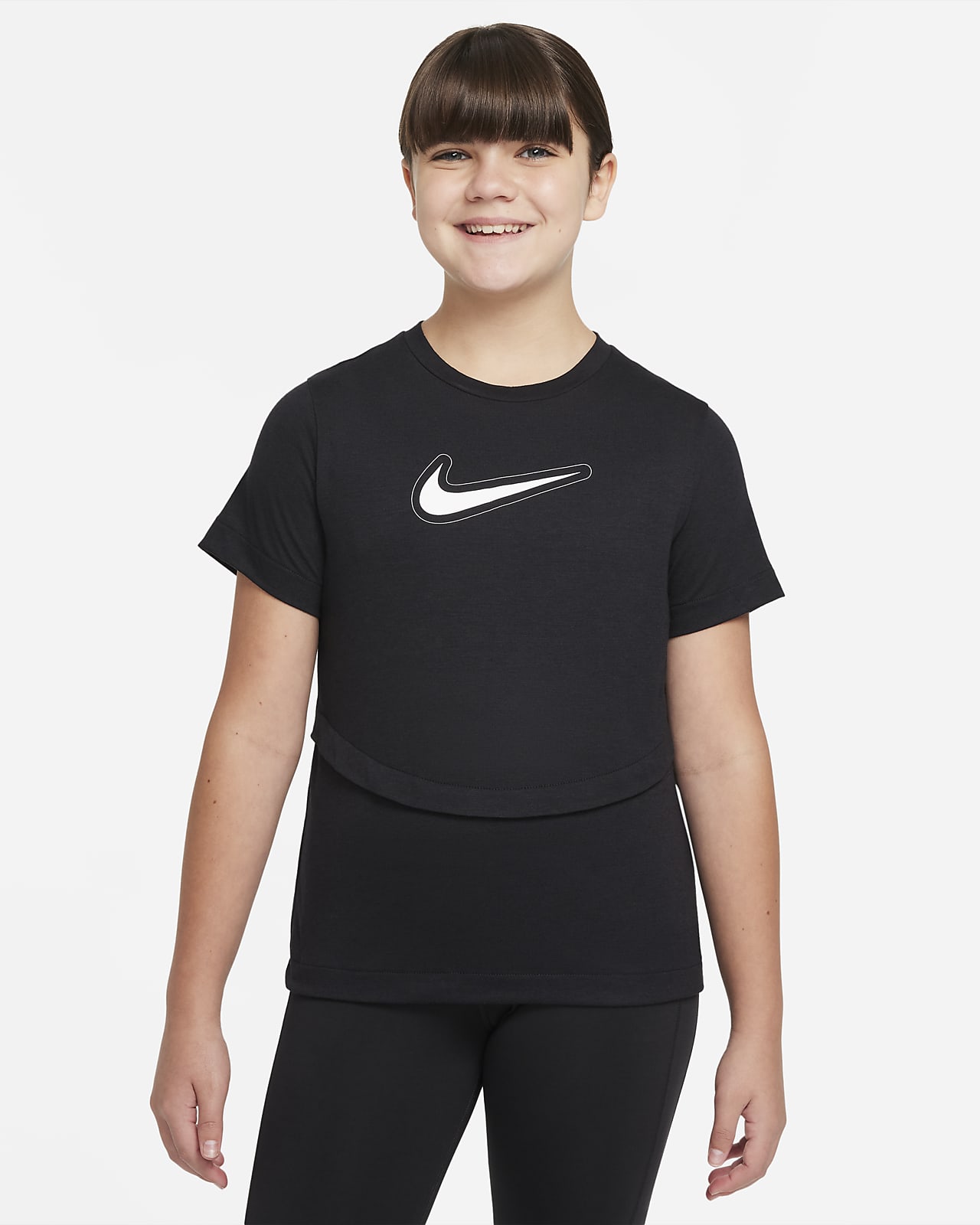 Κοντομάνικη μπλούζα προπόνησης Nike Dri-FIT Trophy για μεγάλα κορίτσια (μεγαλύτερο μέγεθος)