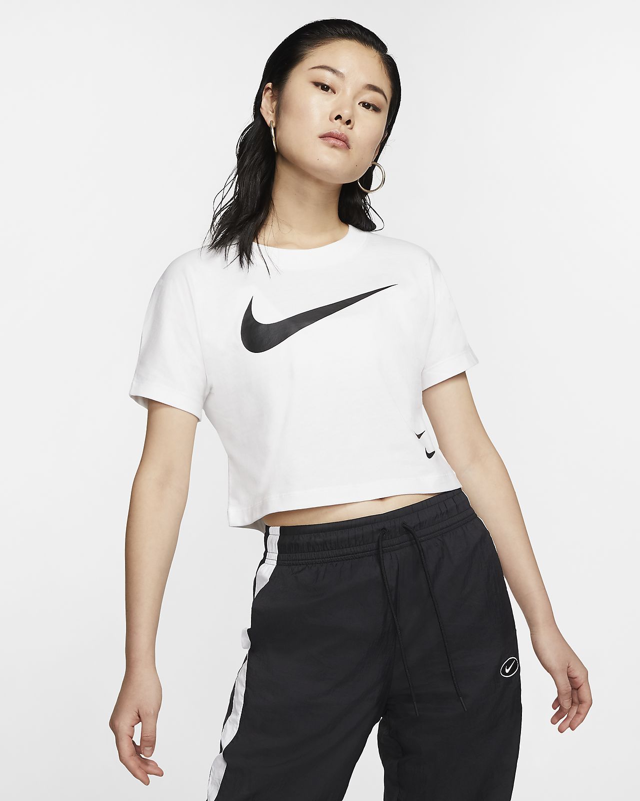 nike swoosh short sleeve crop top