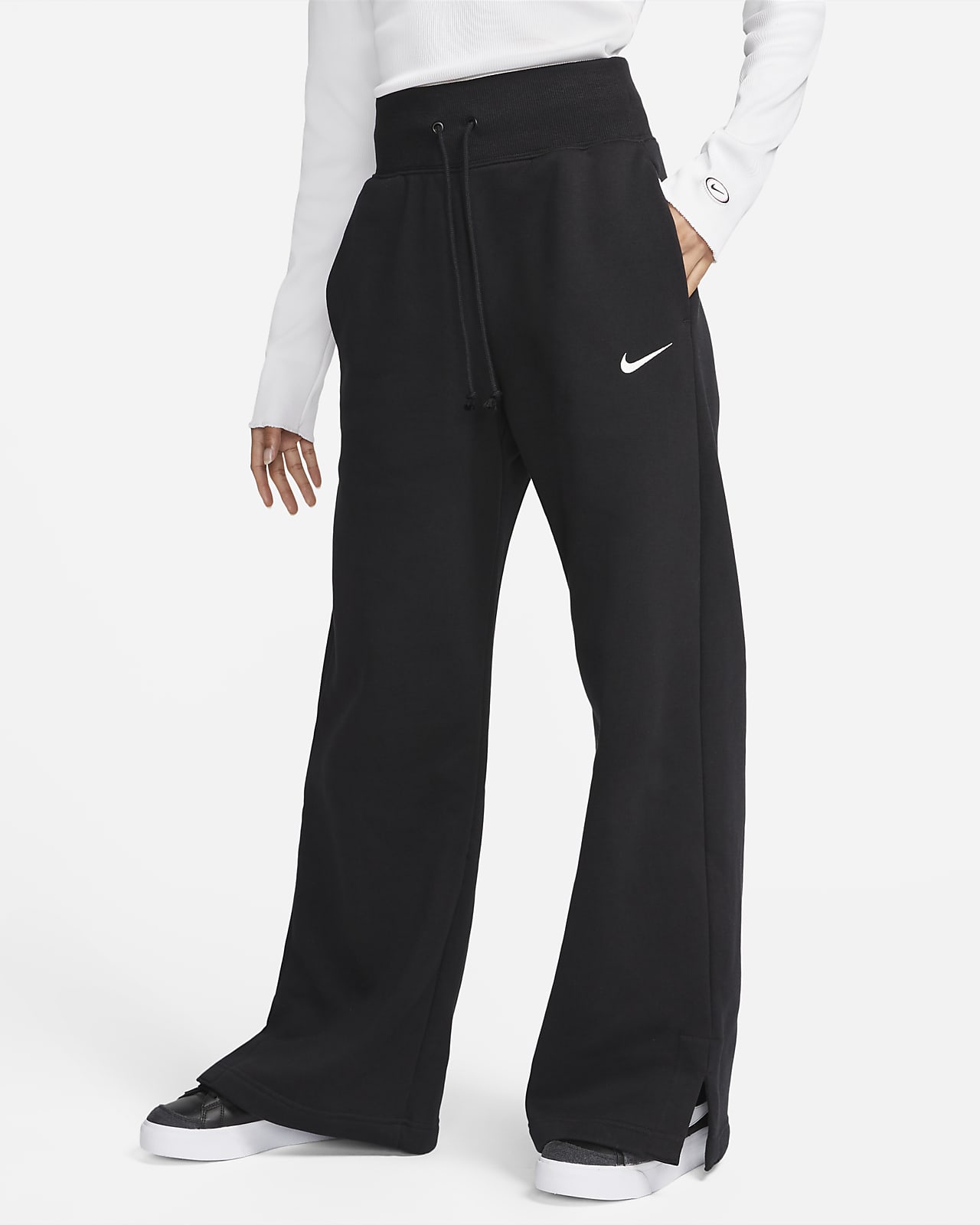 Pants de entrenamiento de piernas anchas y tiro alto para mujer Nike Sportswear Phoenix Fleece