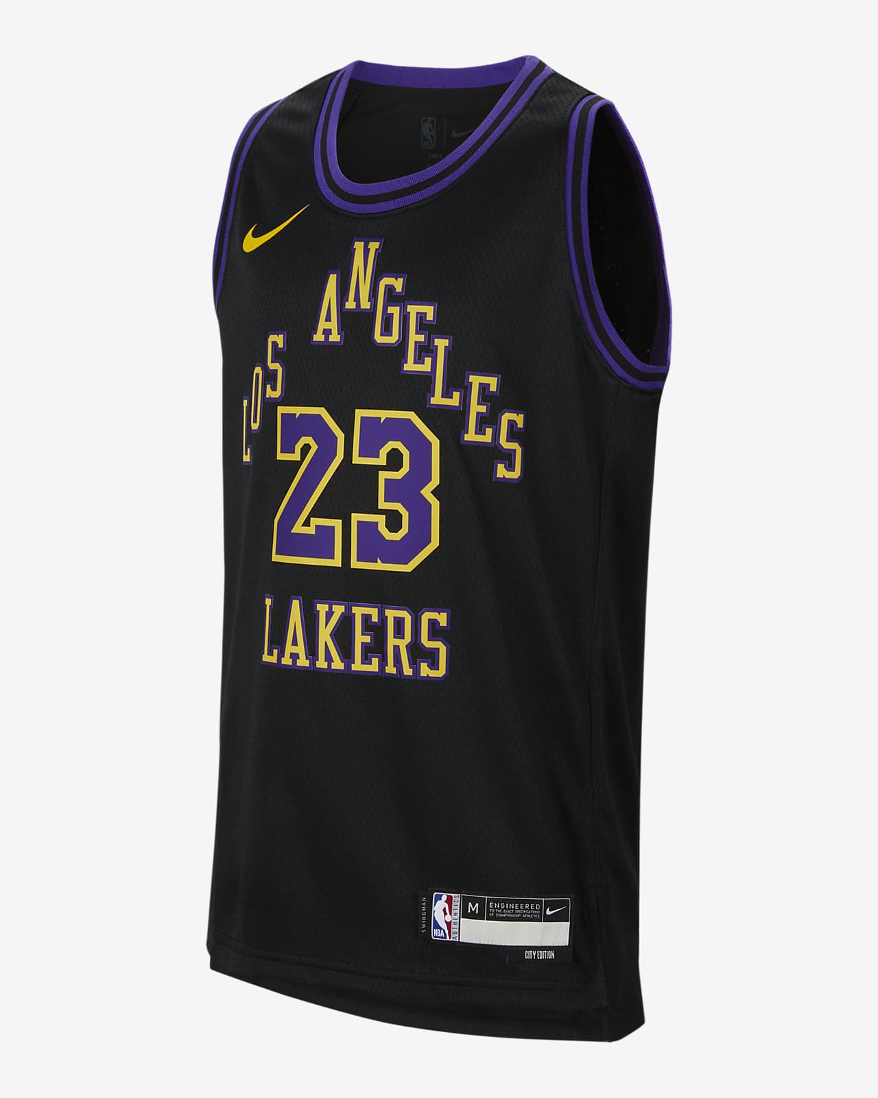 Lebron James Los Angeles Lakers 2023/24 City Edition Nike Swingman NBA-jersey met Dri-FIT voor kids