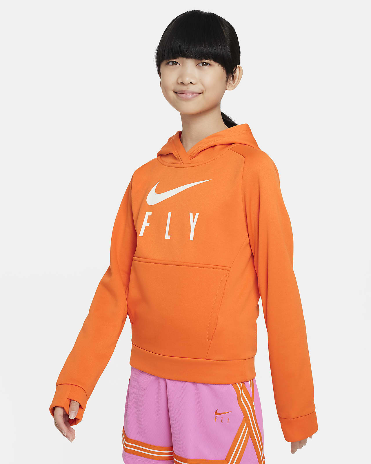 Sudadera con gorro de básquetbol Therma-FIT para niñas talla grande Nike