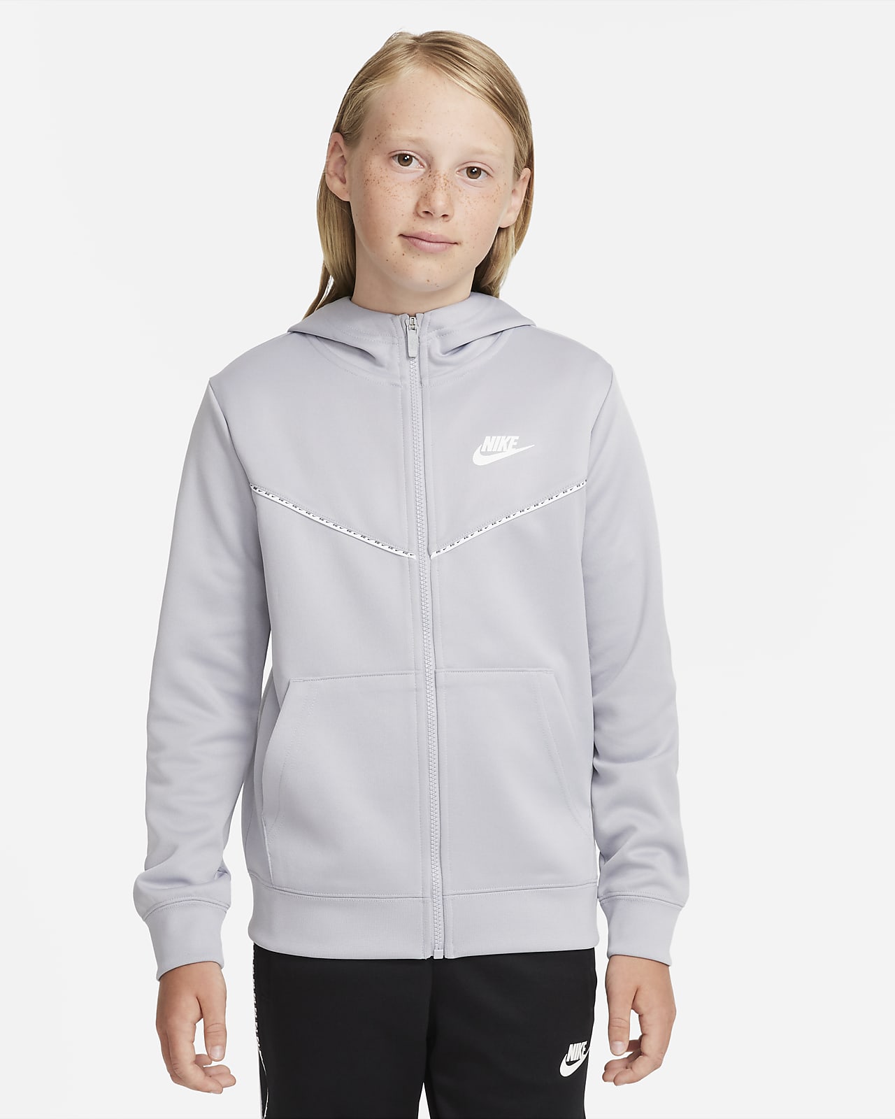 Bluza z kapturem i zamkiem na całej długości dla dużych dzieci (chłopców) Nike Sportswear