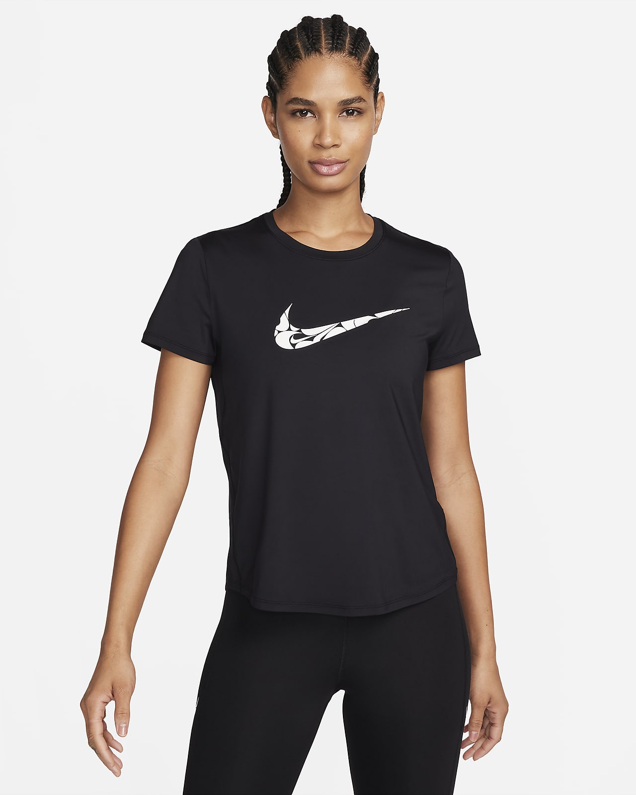 Kortærmet Nike One Swoosh Dri-FIT-løbetop til kvinder