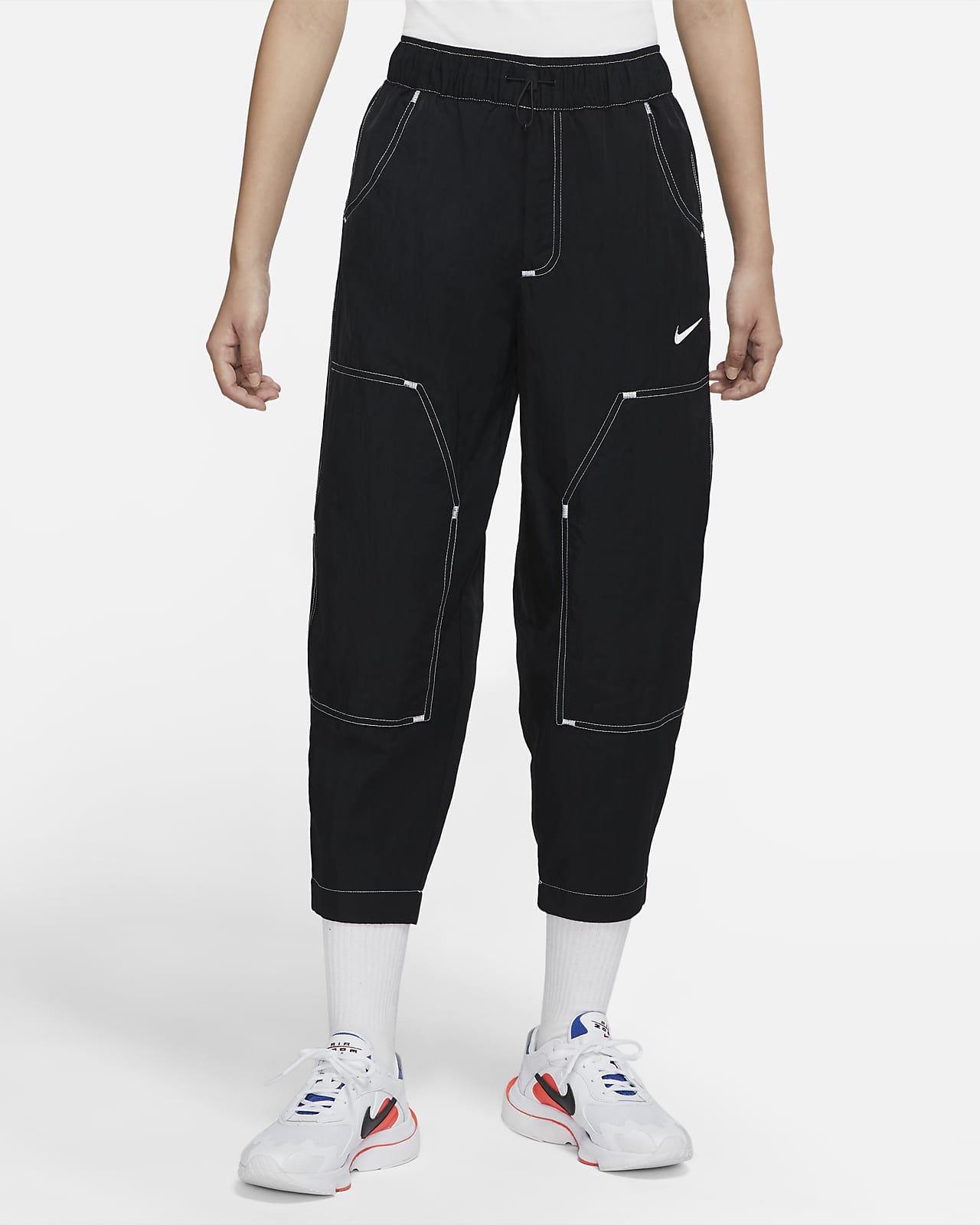 กางเกงแบบทอขายาวเอวสูงผู้หญิง Nike Sportswear Swoosh
