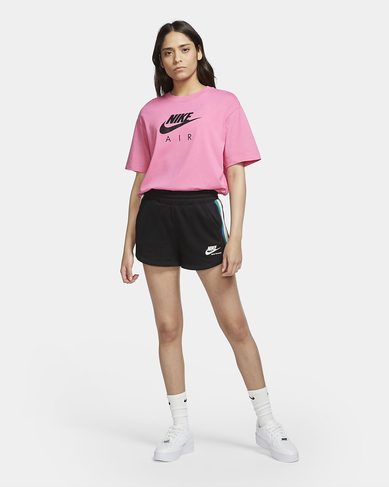 pink nike fleece shorts