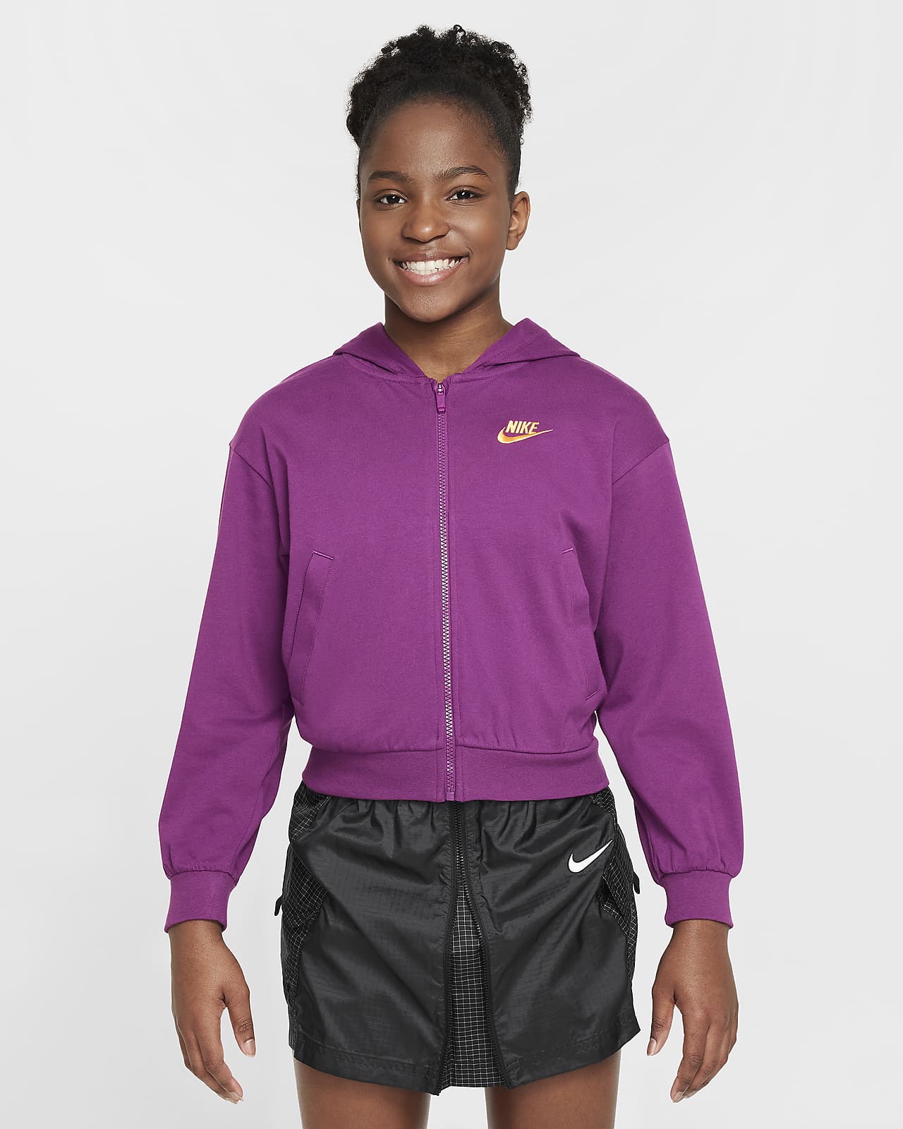 เสื้อมีฮู้ดซิปยาวเด็กโต Nike Sportswear (หญิง)