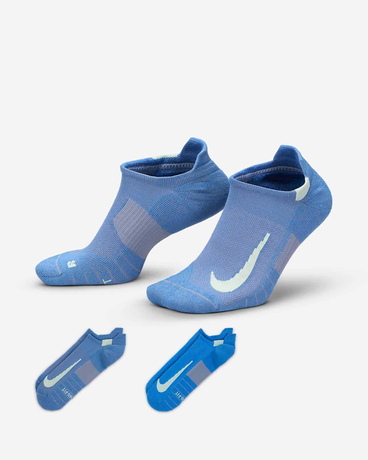 Ikke-synlige Nike Multiplier-strømper til løb (2 par)