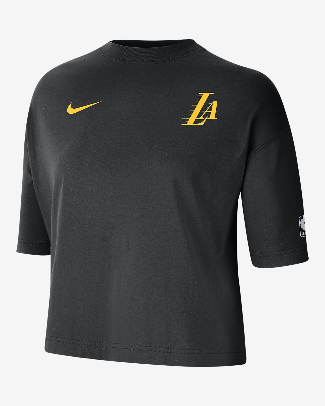 Playera Nike de corte cuadrado de la NBA Courtside para mujer Los Angeles Lakers 2023/24 City Edition