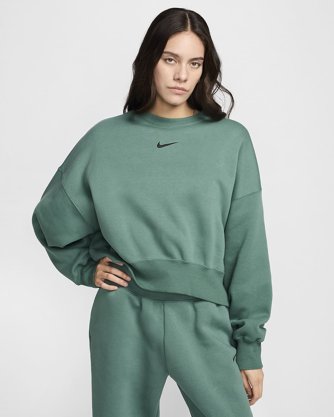 Damska bluza dresowa z półokrągłym dekoltem o dodatkowo powiększonym kroju Nike Sportswear Phoenix Fleece