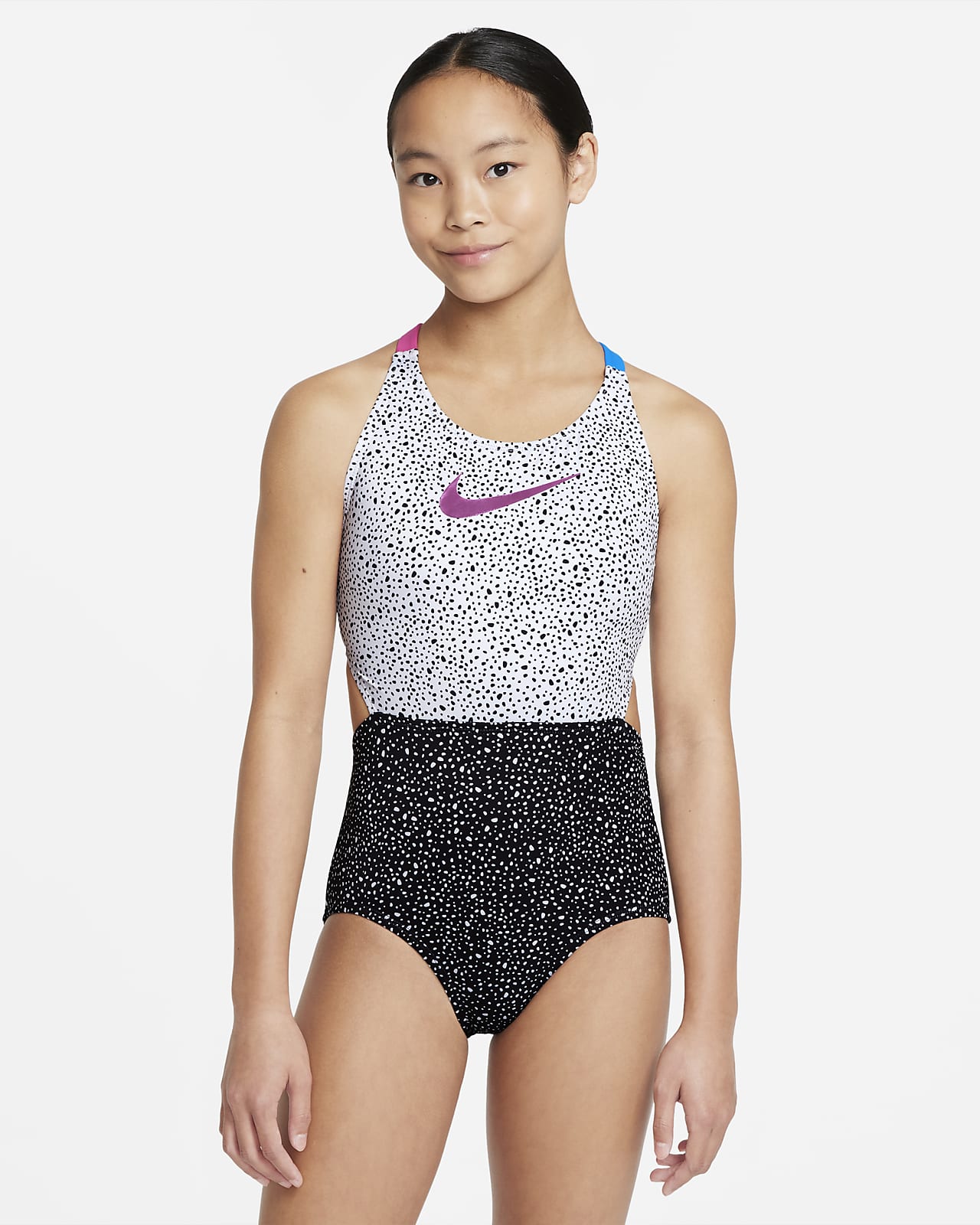 Monokini de espalda cruzada para niñas talla grande Nike Water Dots