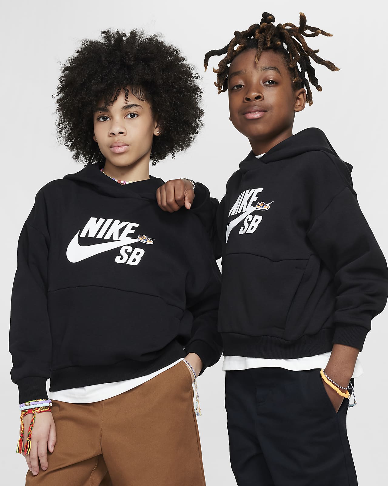 Overdimensioneret Nike SB Icon EasyOn-pullover-hættetrøje i fleece til større børn