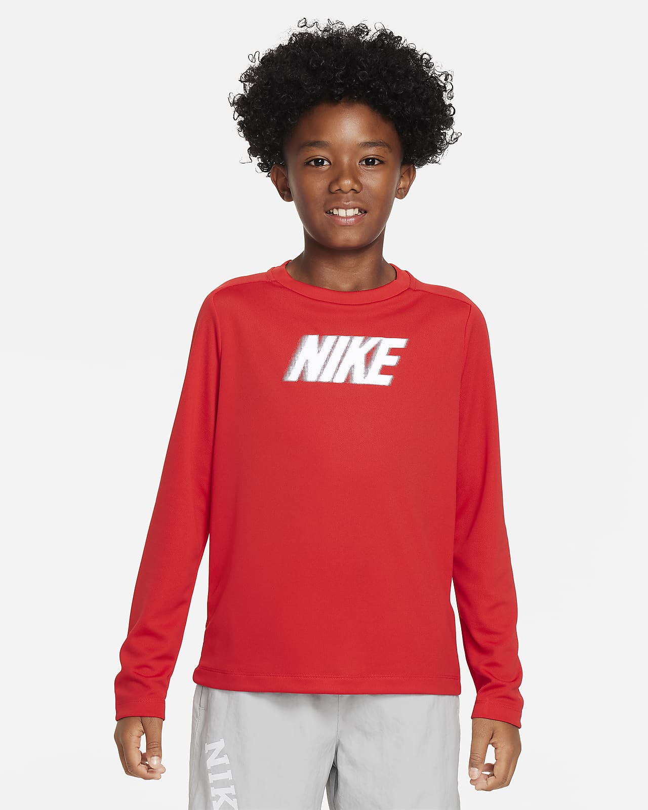 Playera de manga larga para niño talla grande Nike Dri-FIT Multi+