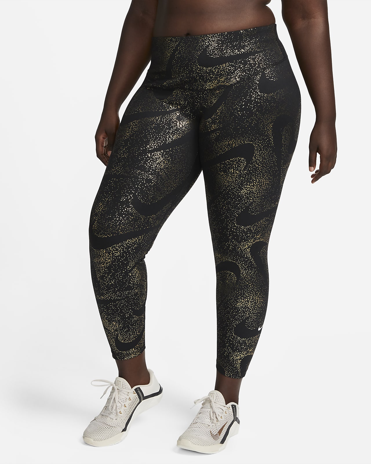 Nike One-leggings med mellemhøj talje og print til kvinder (plus size)
