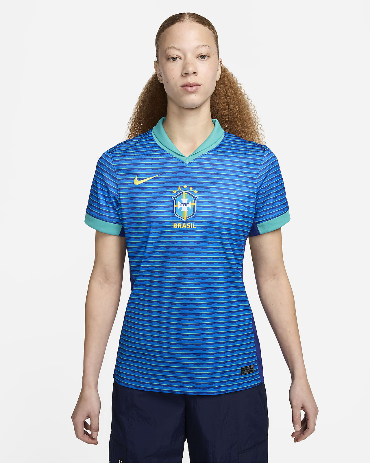 Jersey de fútbol Nike Dri-FIT replica de Brasil visitante 2024 Stadium para mujer