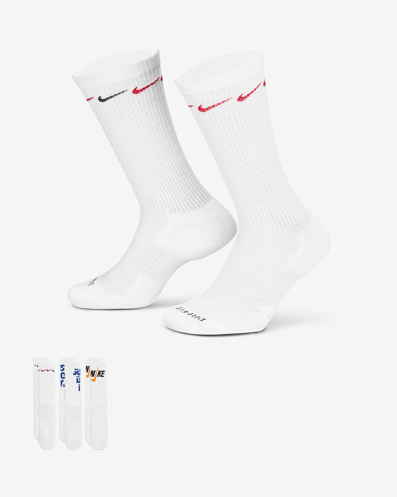 Κάλτσες μεσαίου ύψους Nike Everyday Plus Cushioned (τρία ζευγάρια)