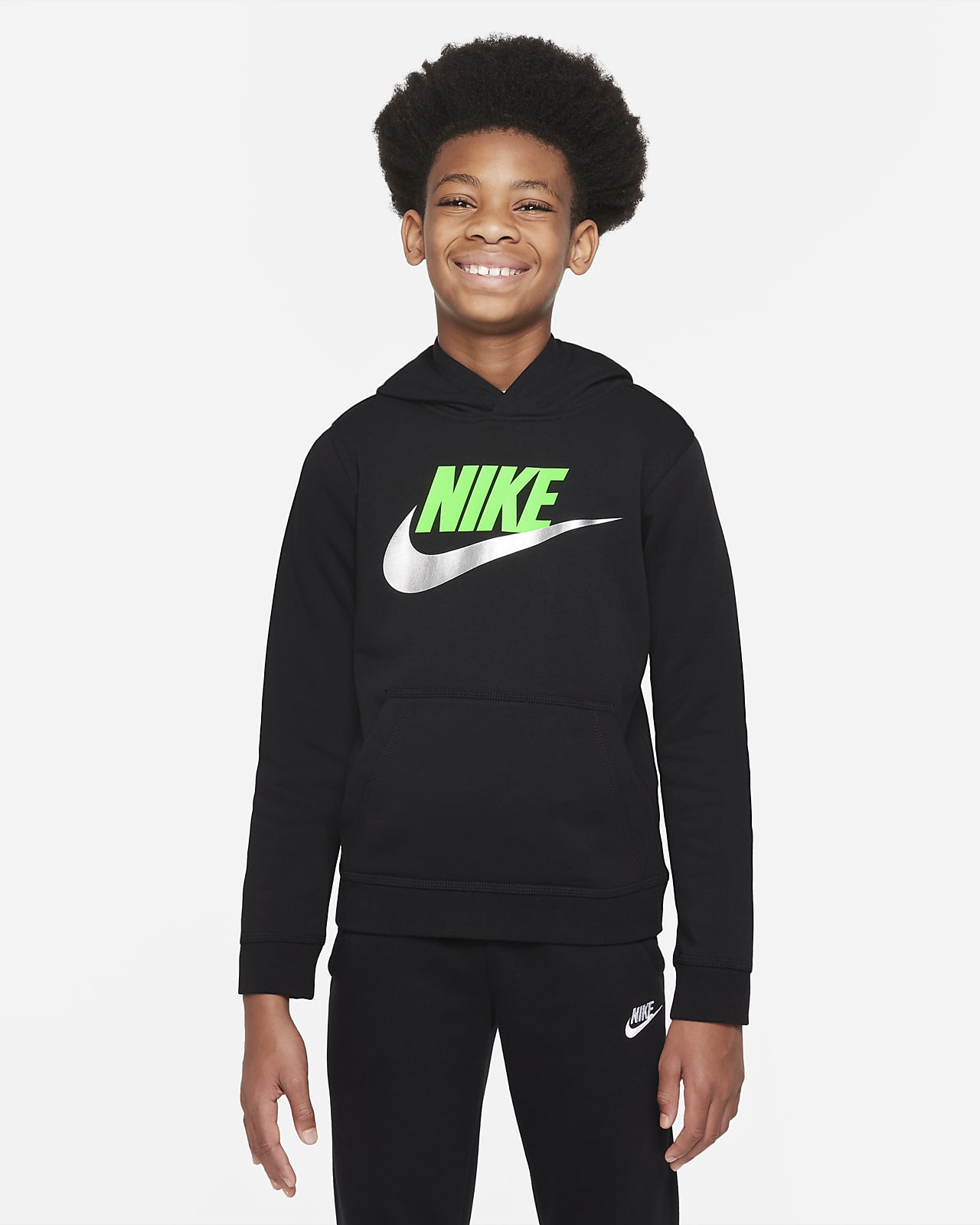 Nike Sportswear Club Fleece-pullover-hættetrøje til store børn
