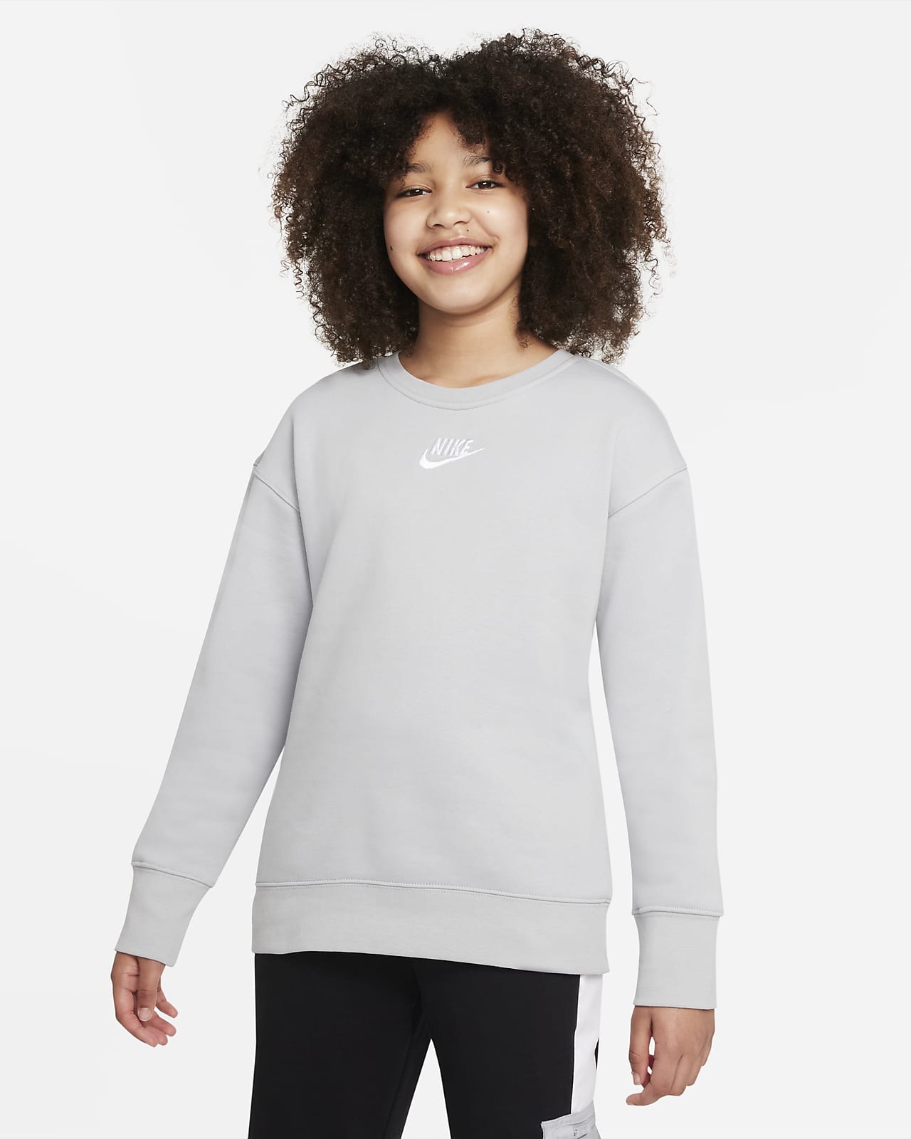 Tröja med rund hals Nike Sportswear Club Fleece för ungdom (tjejer)