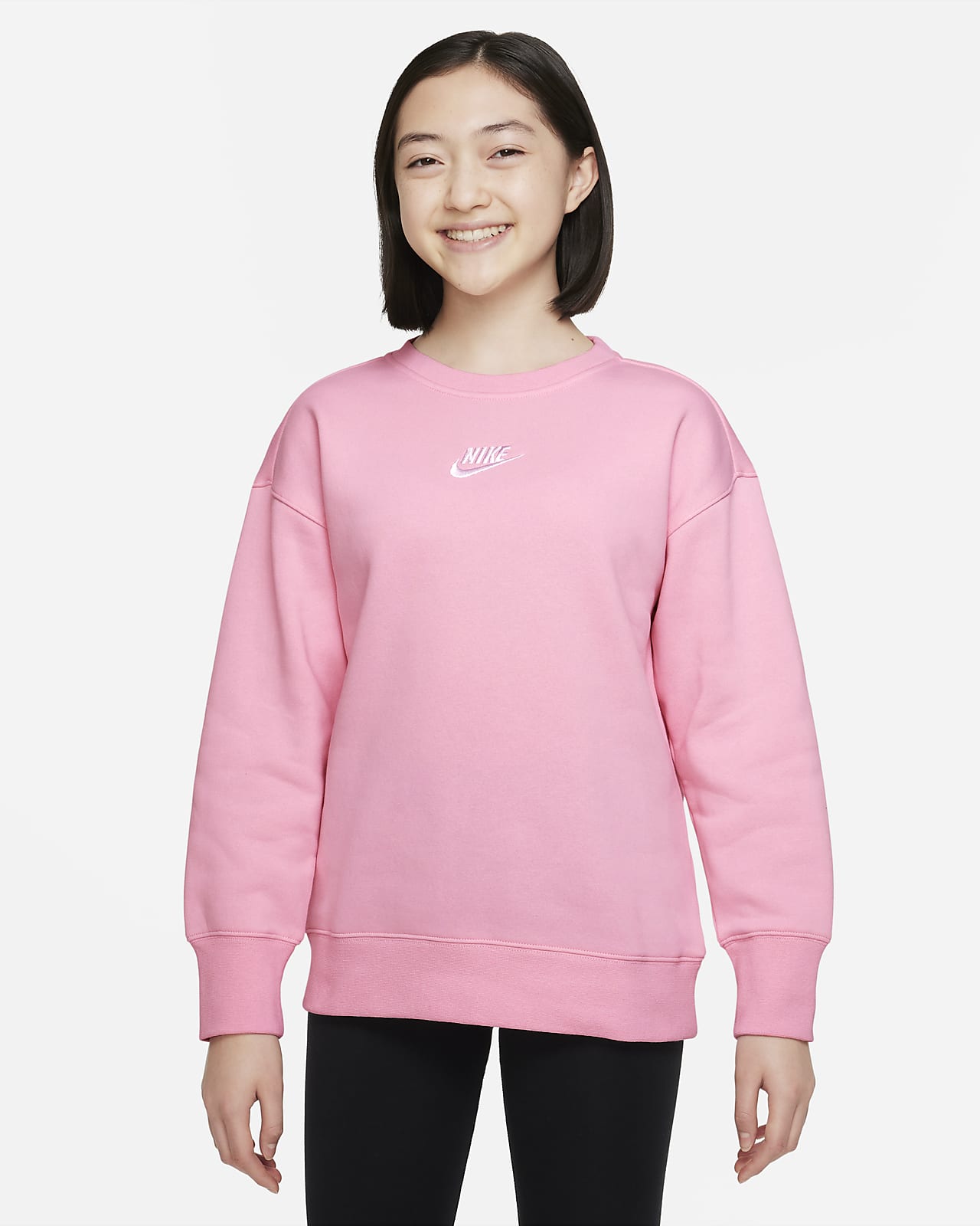Mikina Nike Sportswear Club Fleece s kulatým výstřihem pro větší děti (dívky)