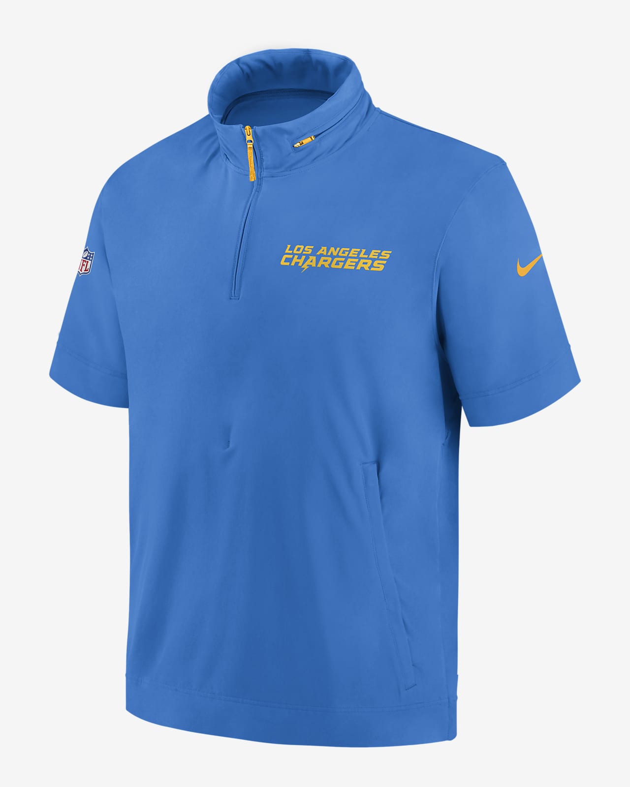 Los Angeles Chargers Sideline Coach Men's Nike NFL 1/2-Zip Short-Sleeve Hooded Jacket