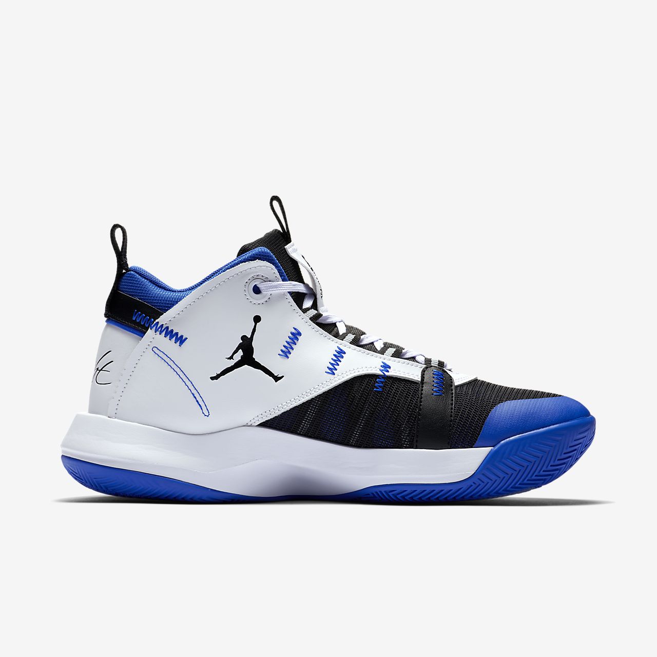 blue and white jordan basketball shoes