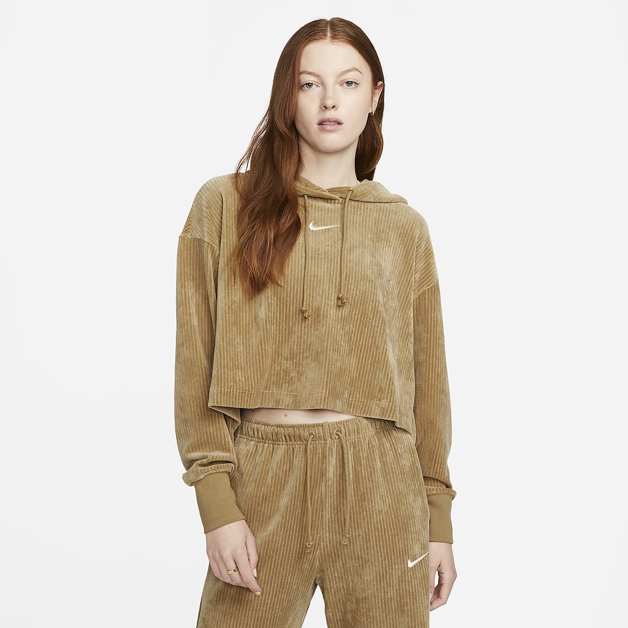 women's velour cropped pullover hoodie 