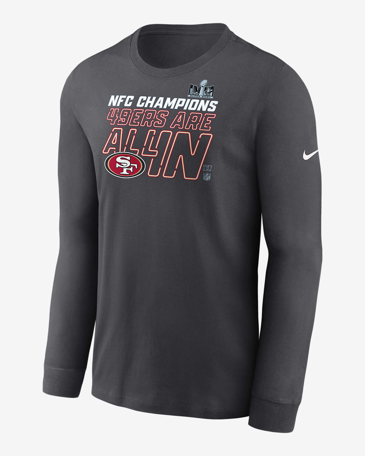 San Francisco 49ers 2023 NFC Champions Trophy Collection Men's Nike NFL Long-Sleeve T-Shirt