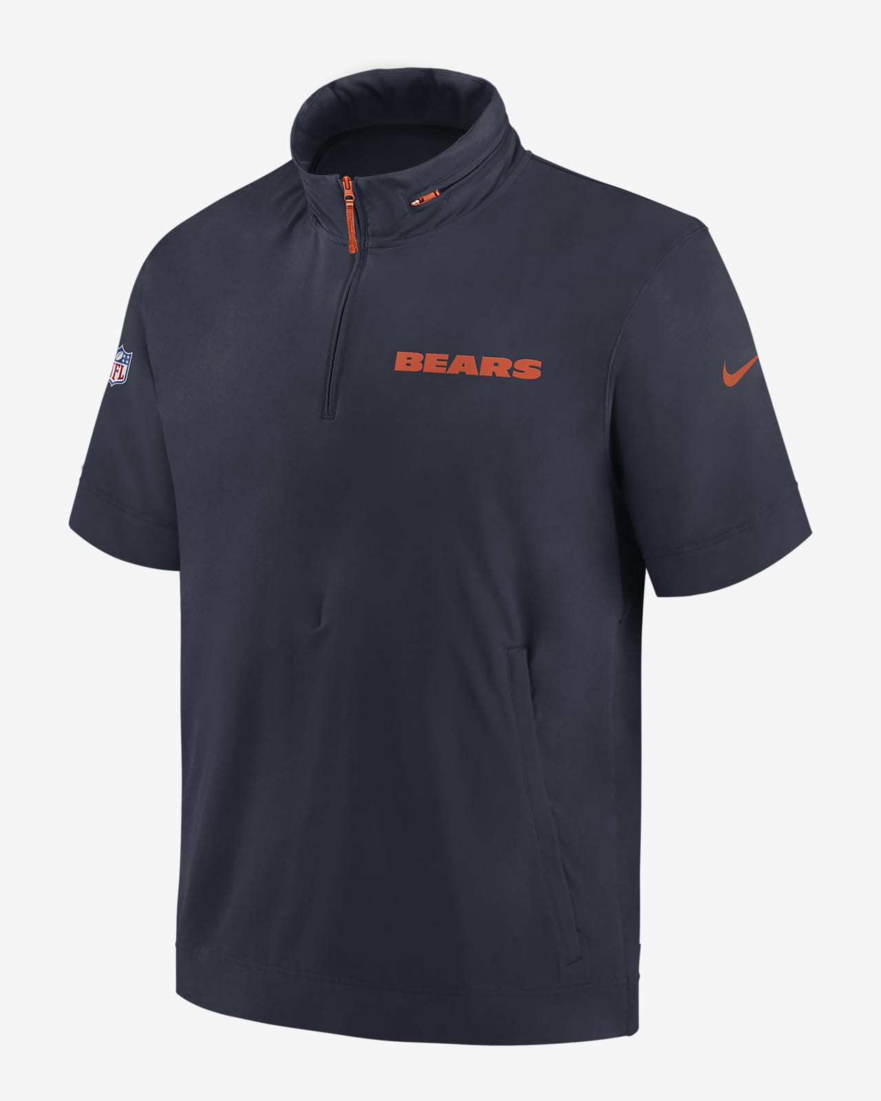 Chicago Bears Sideline Coach Men's Nike NFL 1/2-Zip Short-Sleeve Hooded Jacket