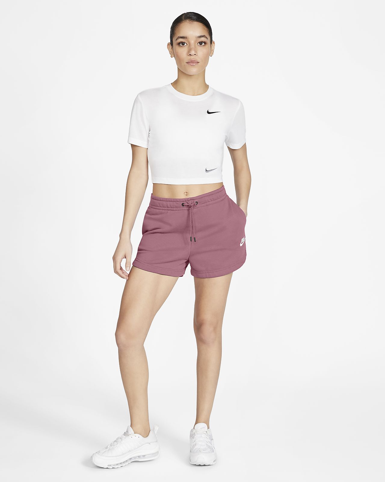 nike grey shorts and crop top set