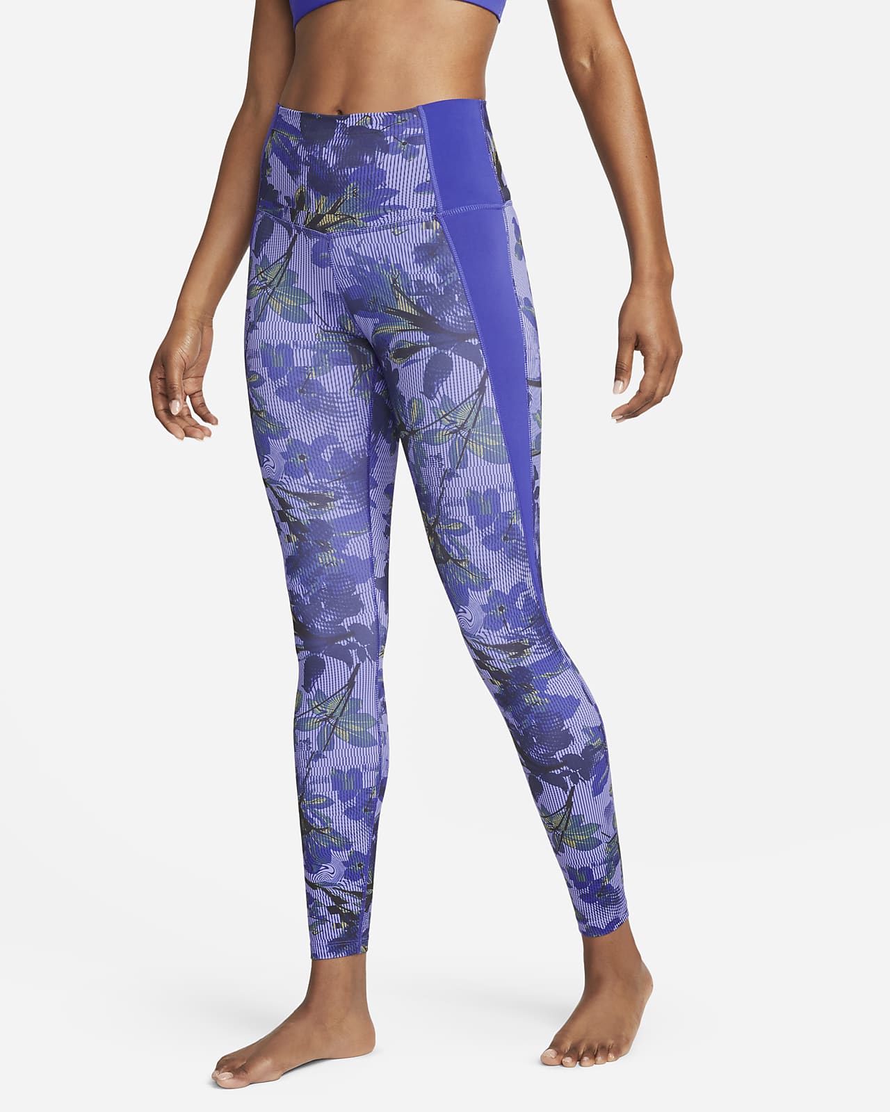 Højtaljede Nike Yoga-leggings i 7/8-længde med heldækkende print til kvinder