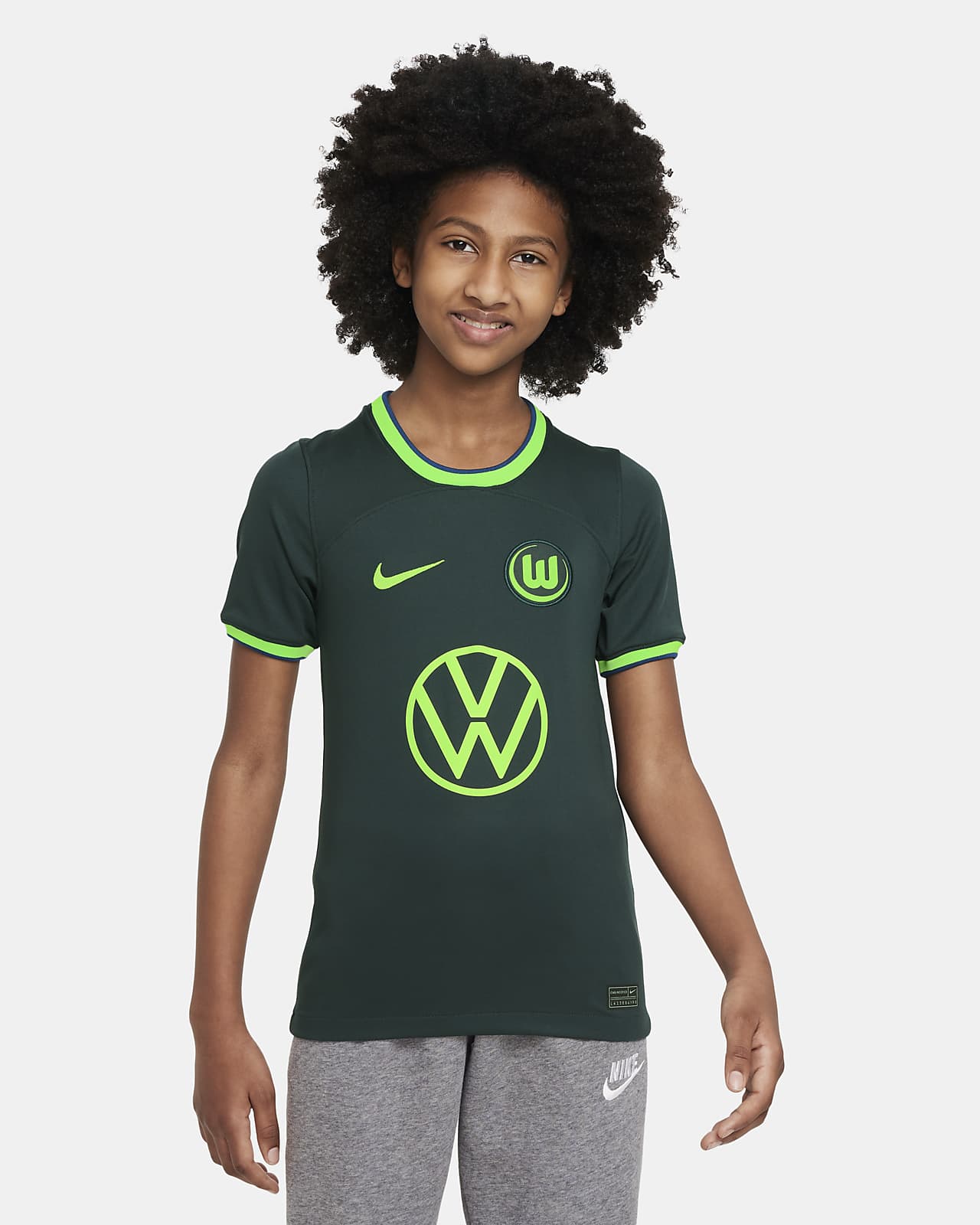 Fotbollströja VfL Wolfsburg 2022/23 Stadium Nike Dri-FIT (bortaställ) för ungdom
