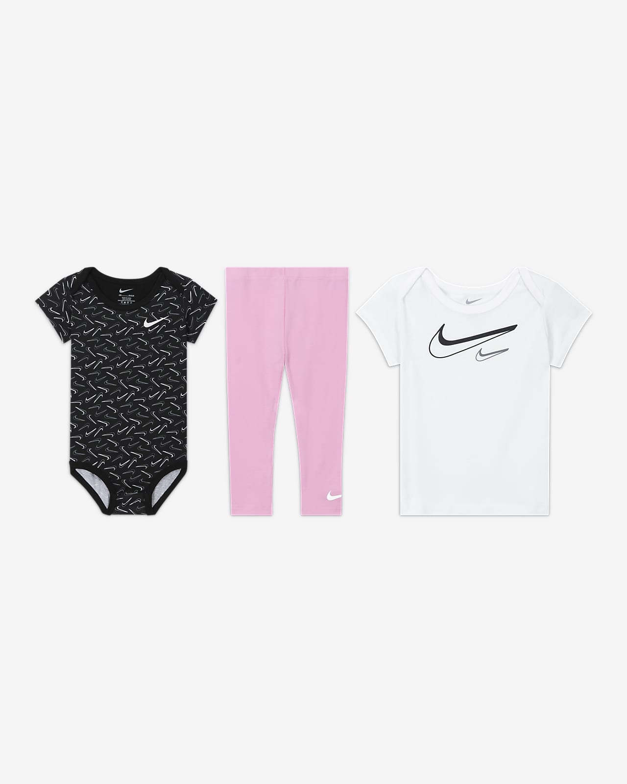 Nike Swoosh Logo Baby (12-24M) 3-Piece Bodysuit Set