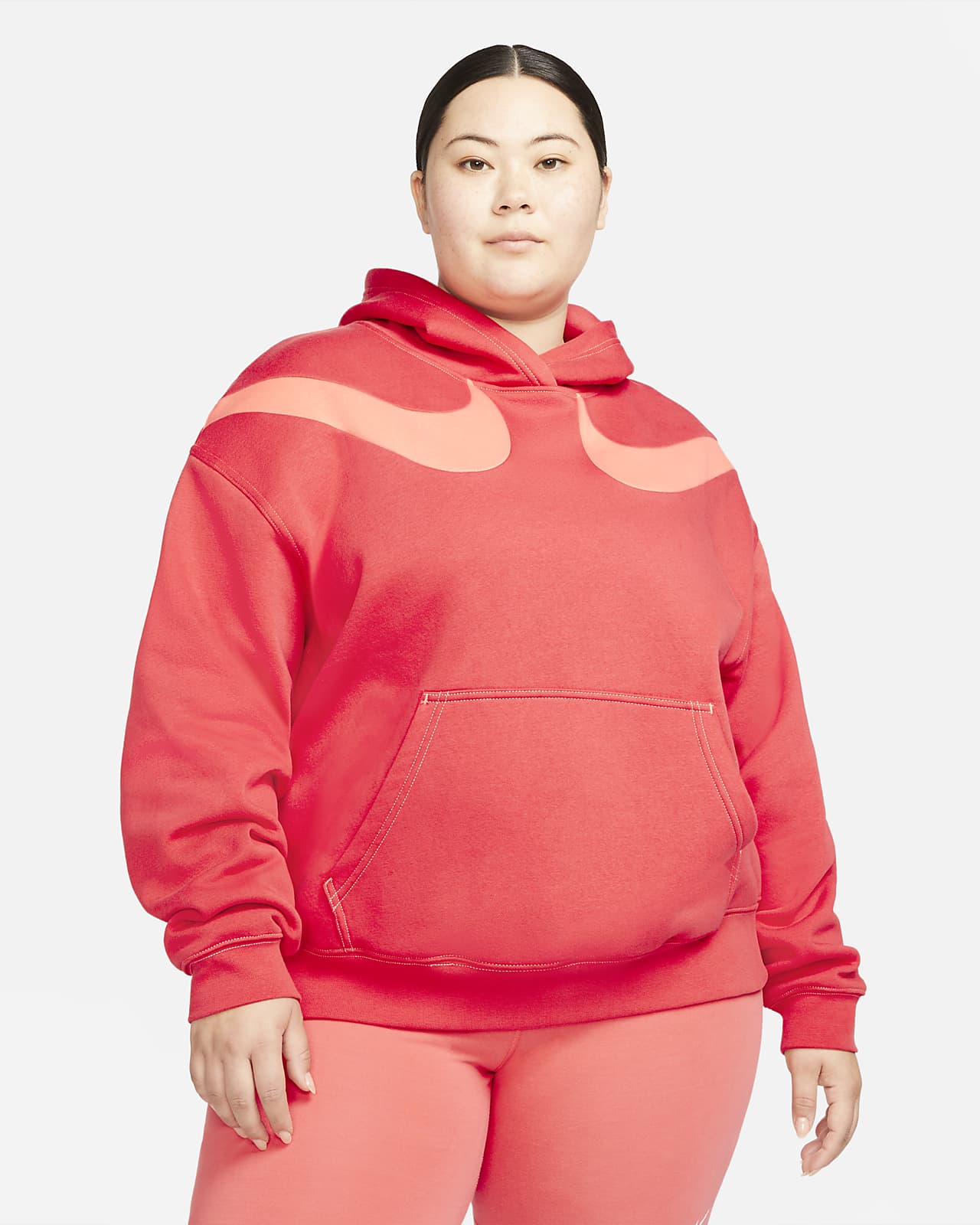 Женская флисовая худи оверсайз Nike Sportswear Swoosh (большие размеры)