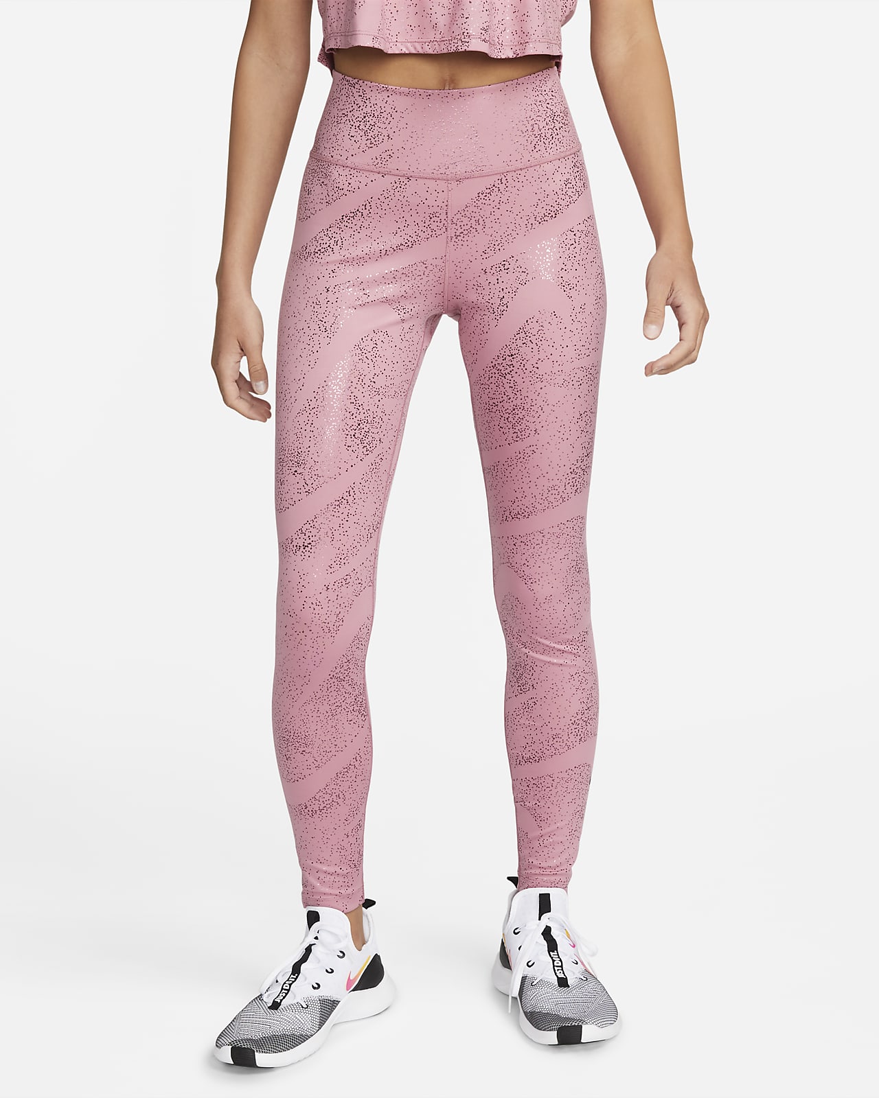 Leggings Nike One med mellanhög midja och tryck för kvinnor