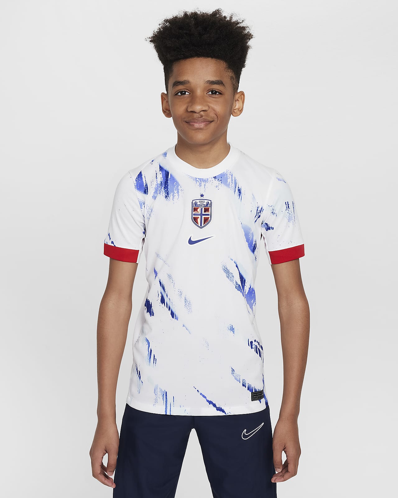 Koszulka piłkarska dla dużych dzieci Nike Dri-FIT Norwegia (drużyna męska) Stadium 2024/25 (wersja wyjazdowa) – replika