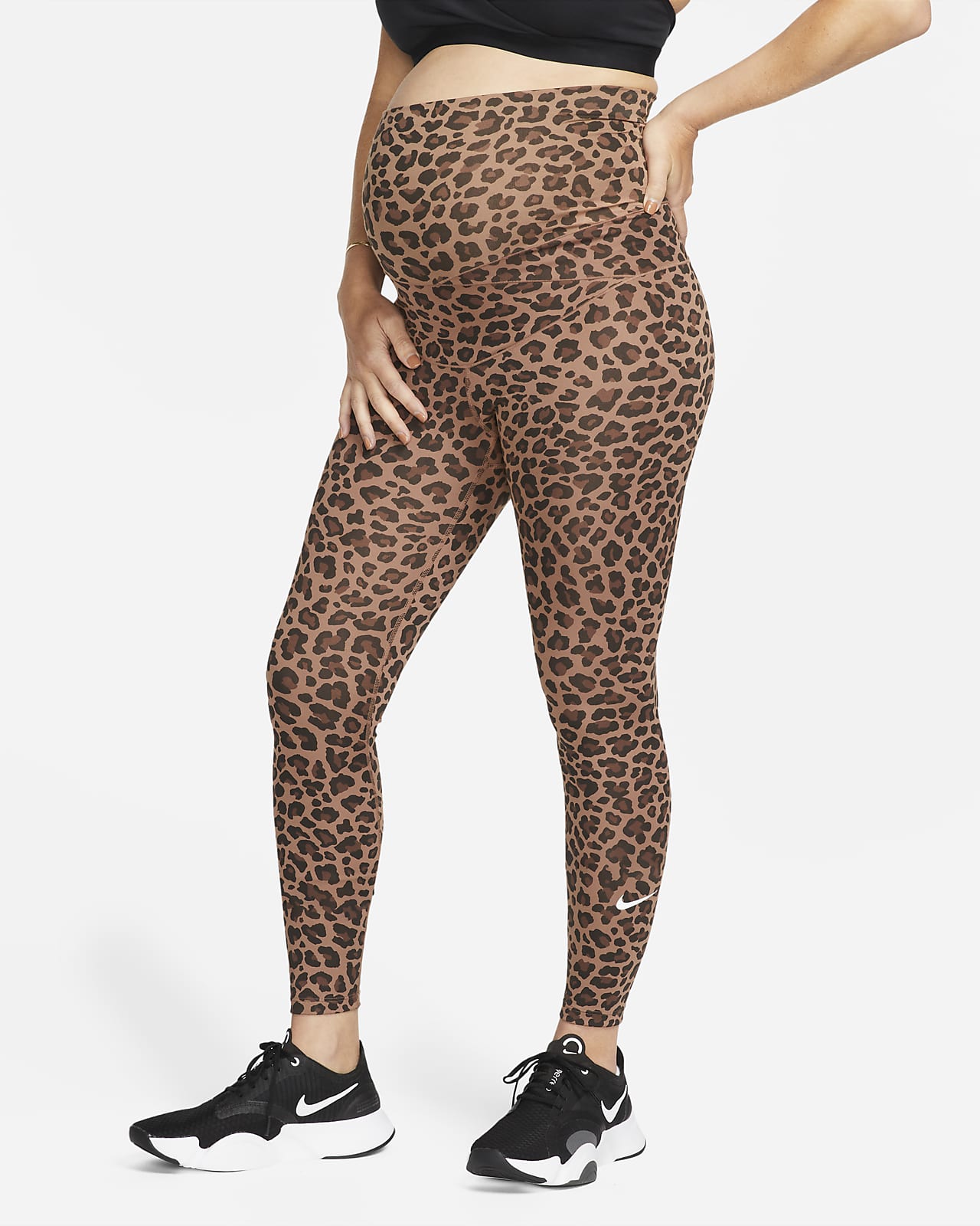 Nike One (M) Damen-Leggings mit hohem Taillenbund und Leoparden-Print (Umstandsbekleidung)