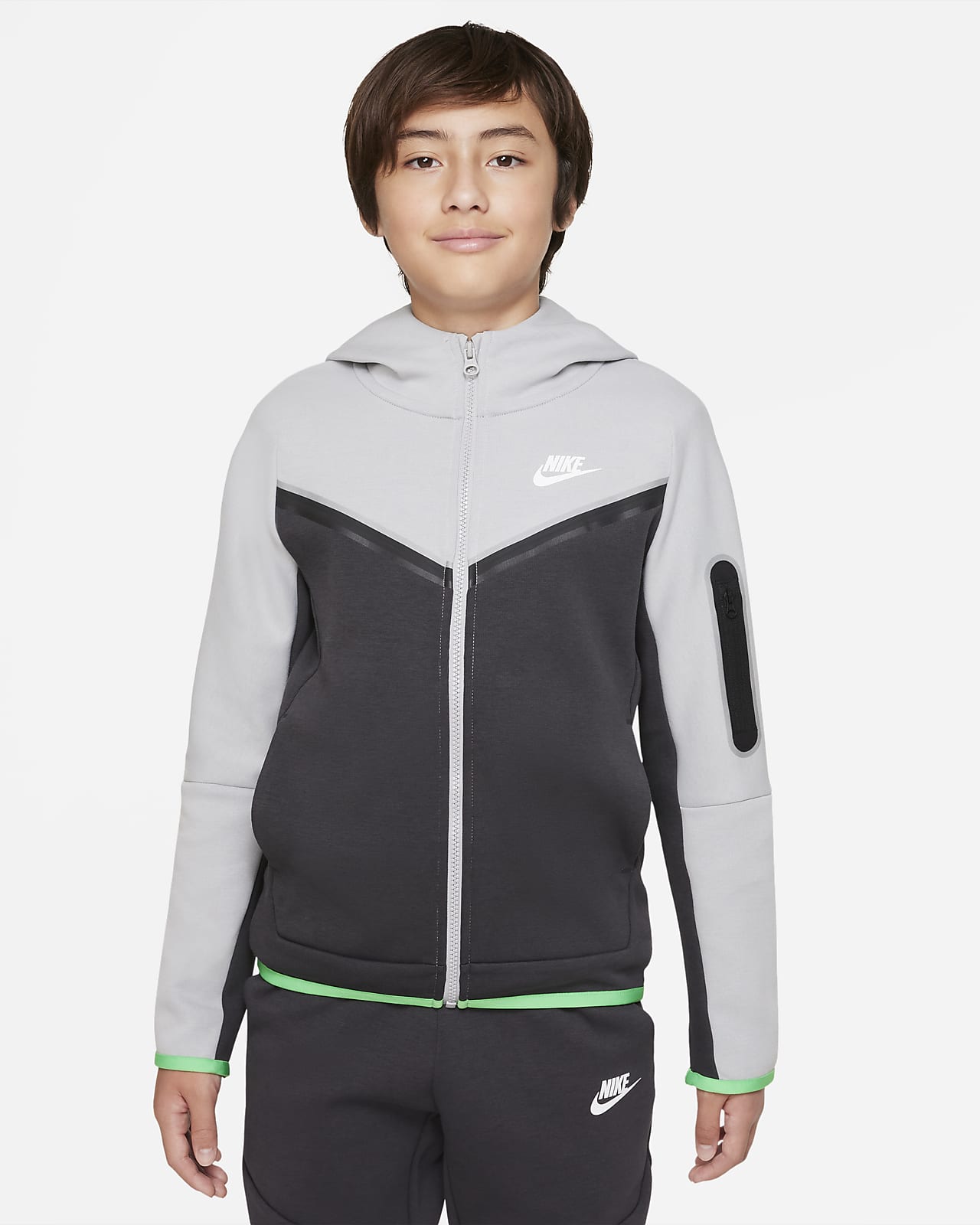 Sudadera con capucha de cierre completo para niño talla grande Nike Sportswear Tech Fleece