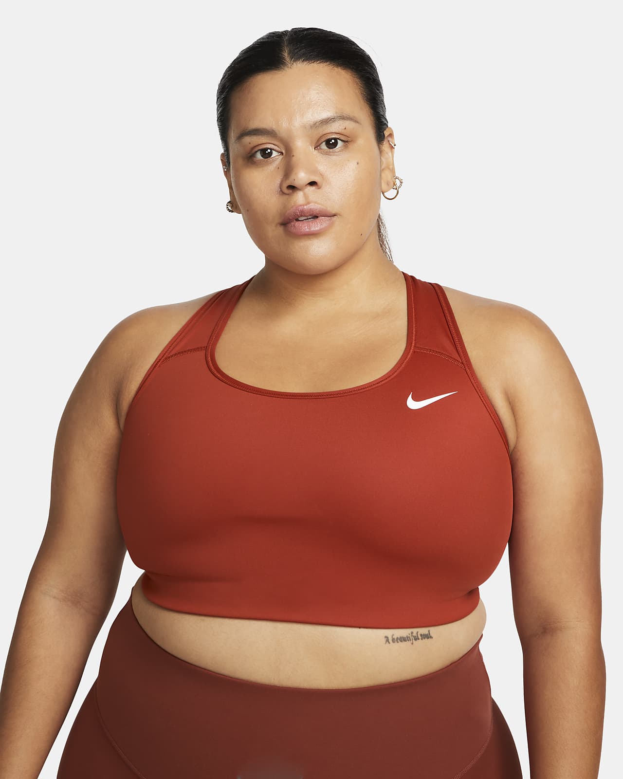 Nike Swoosh sports-BH uten polstring med middels støtte til dame (plus size)