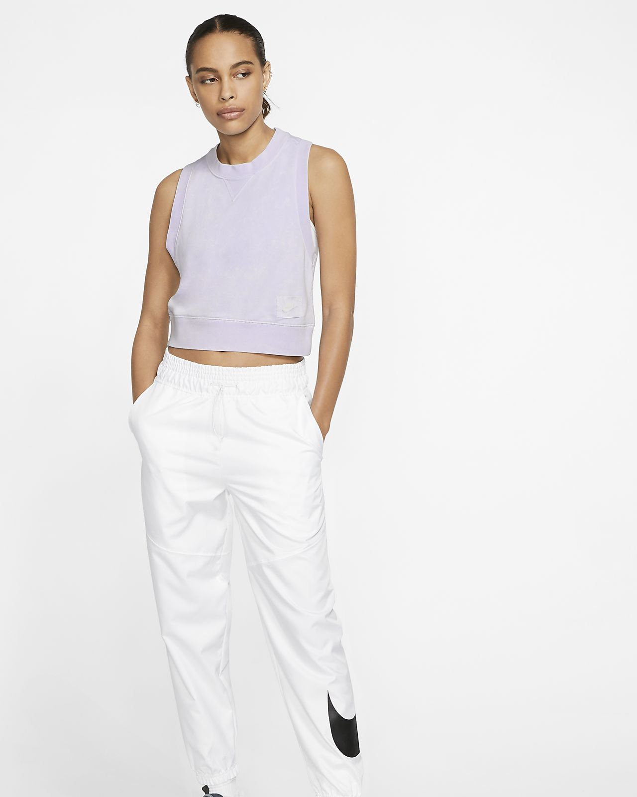 nike cropped french terry training top