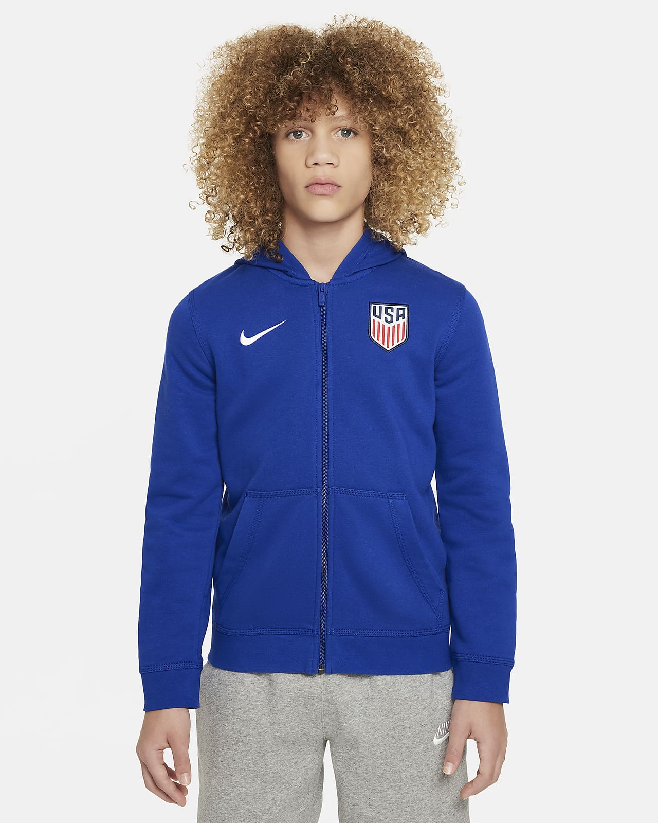 USMNT Club Big Kids' (Boys') Nike Soccer Full-Zip French Terry Hoodie