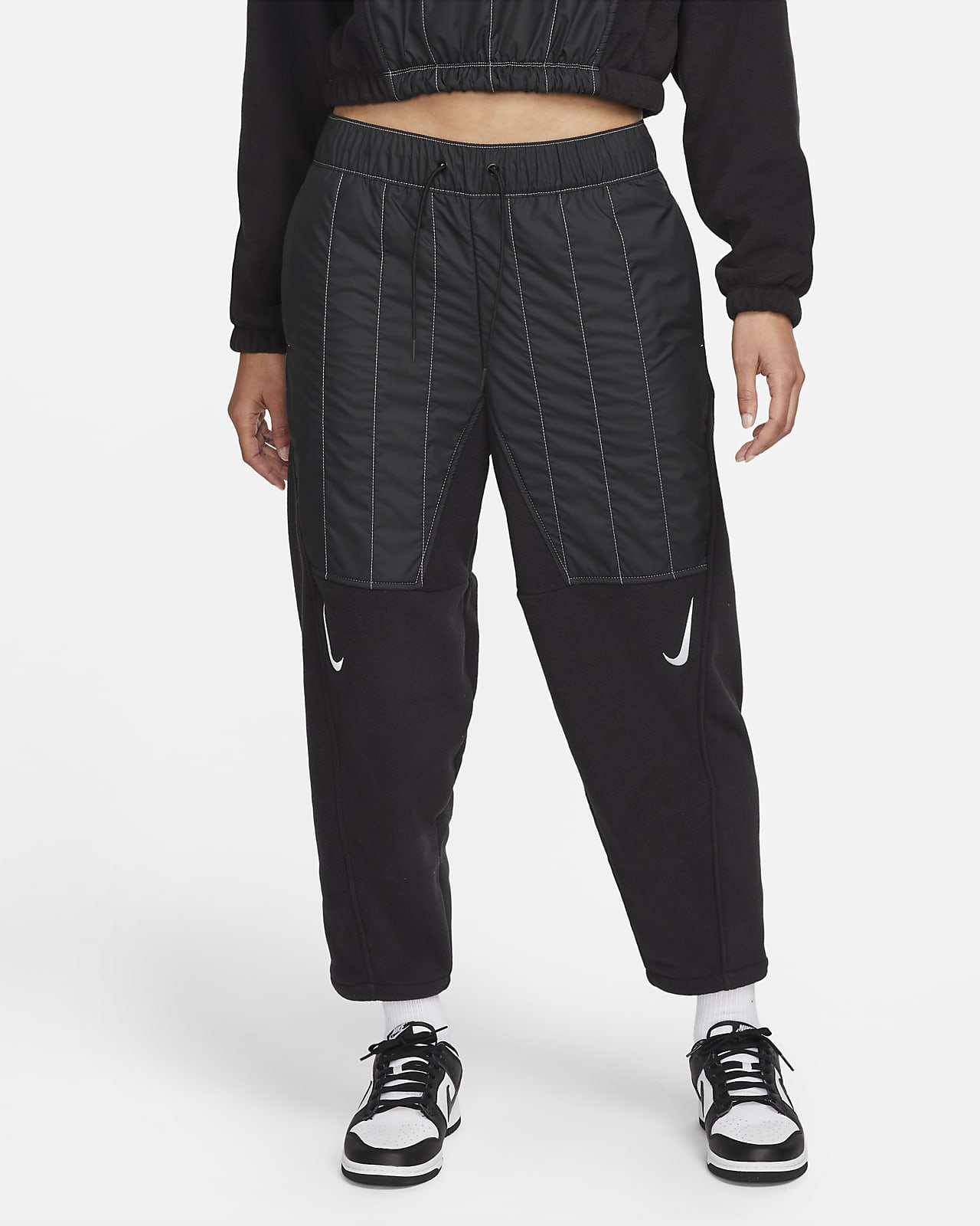 Calças macias com corte arredondado Nike Sportswear Swoosh para mulher