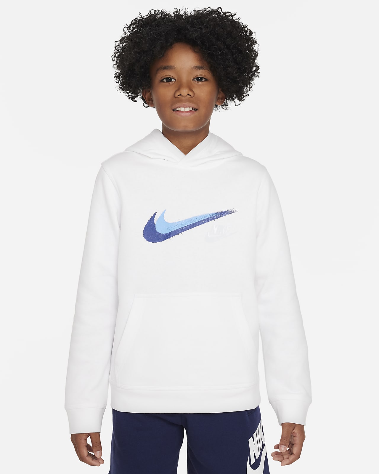 Flísová mikina Nike Sportswear s kapucí a grafickým motivem pro větší děti (chlapce)