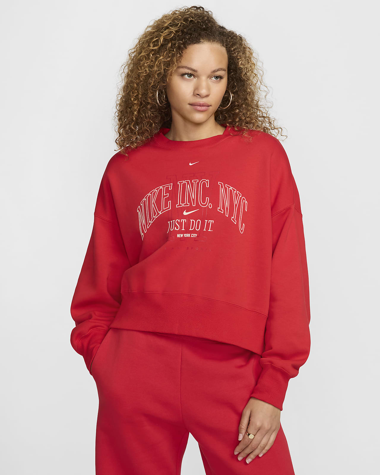 Sudadera de cuello redondo estampada extra oversized para mujer Nike Sportswear Phoenix Fleece