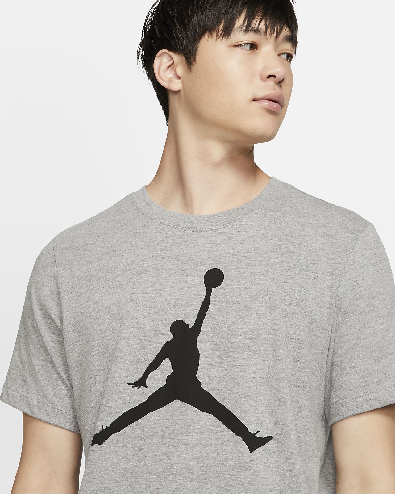 Nike Men Tshirts Air Jordan Iconic Air Jordan Logo Tee Black Heather