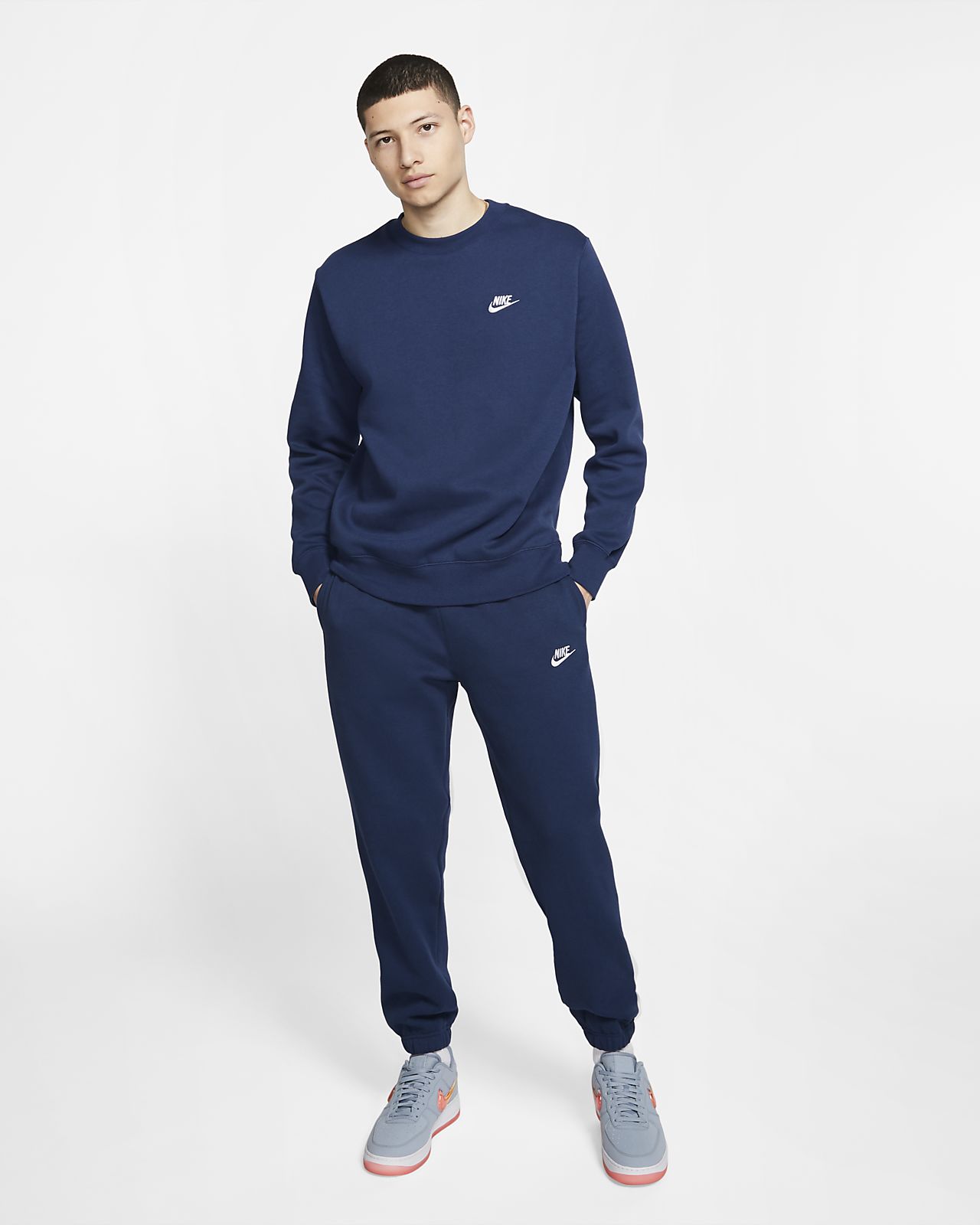 nike club navy tracksuit