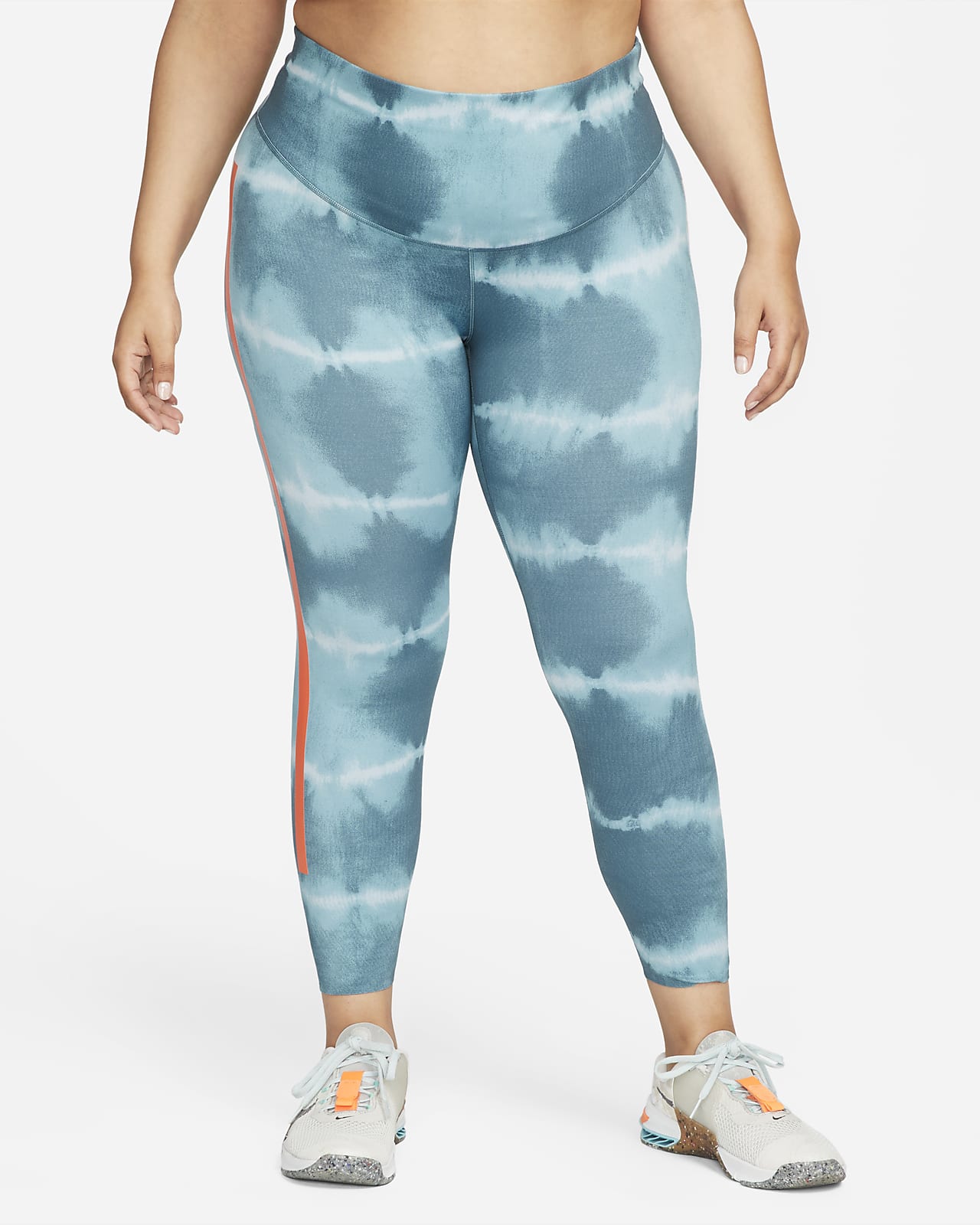 Nike Dri-FIT One Luxe Trainings-Leggings mit halbhohem Bund und Print für Damen (große Größe)